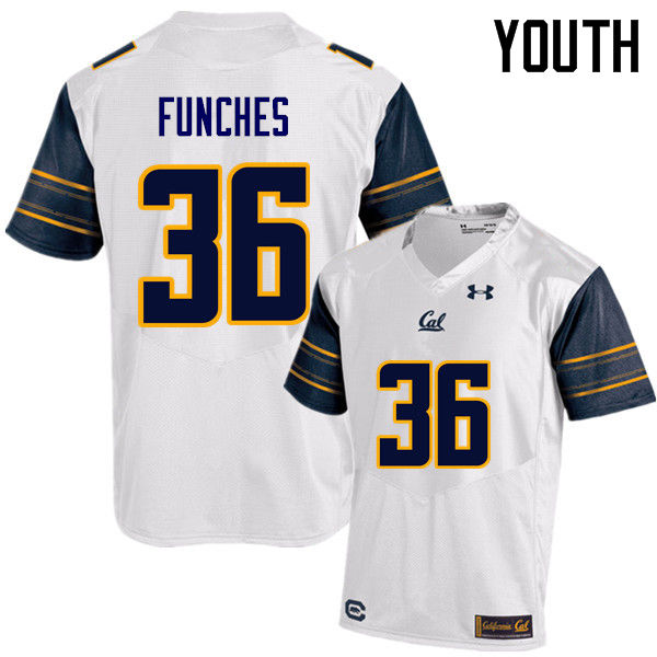 Youth #36 Alex Funches Cal Bears (California Golden Bears College) Football Jerseys Sale-White